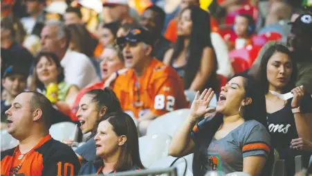  ?? GERRY KAHRMANN/FILES ?? Hopefully, Lions fans can look forward to restoring the roar when the CFL returns to the field in August. The Lions are working with the health authority, B.C. Place Stadium and Ticketmast­er on a plan that would see up to 5,000 fans seated in the lower bowl.