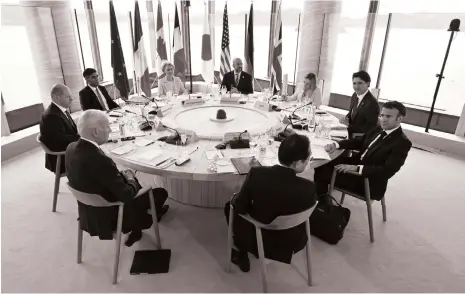  ?? Reuters ?? G7 leaders attend a working lunch in Hiroshima this month. The summit focused on several critical global issues