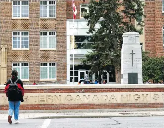  ?? DARREN MAKOWICHUK/FILES ?? Parents say an incident last month at Western Canada High School which resulted in criminal charges, was racially motivated. A teen was hospitaliz­ed and two youths have been charged with assault.