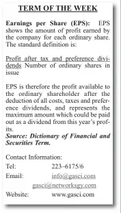  ??  ?? Best offer: TERM OF THE WEEK Earnings per Share (EPS):