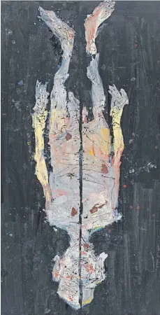  ?? FOTO: JOCHEN LITTKEMANN ?? Das riesige Ölbild „ Avignon ade“hat Georg Baselitz 2017 gemalt. Es wird in der Fondation Beyeler erstmals öffentlich gezeigt.