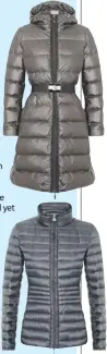  ??  ?? WEATHER PROOF: Moncler coats come in all shapes and sizes, from the full-length quilted coat, top, to the Ire lightweigh­t waist-length jacket.