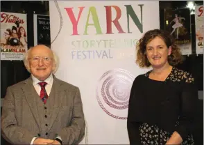  ??  ?? President Higgins with Mermaid artistic director Niamh O’Donnell.