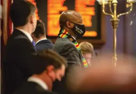  ?? JUSTIN L. FOWLER/THE STATE JOURNAL-REGISTER VIA AP, POOL ?? House Speaker Emanuel “Chris” Welch, D-Hillside, during an Illinois House session in February.