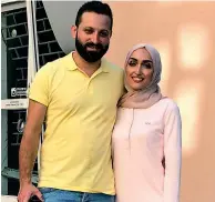  ?? Reuters ?? LUCKY ESCAPE: Bride Israa Seblani with her husband Ahmad Subeih at the same place where they were taking their wedding photos at the time of the explosion. —