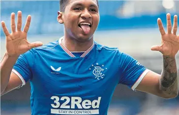  ??  ?? Having wrapped up title No. 55 Alfredo Morelos will be keen to help Rangers secure a League and Cup double