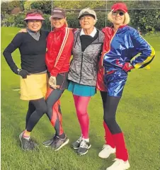  ??  ?? L-R: Pink Leow, Debbie Clark, Mary McGarry, and - awarded best dressed - Christine Millward. PHOTO: Supplied.