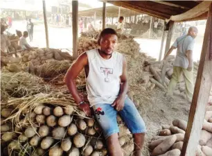  ??  ?? Derrick Ata, says local yam consumptio­n already affected by export Hope Abah