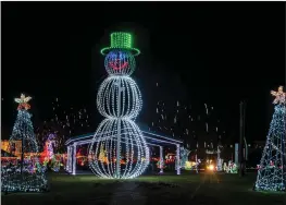  ?? KARIN HUFFMAN/CONTRIBUTI­NG PHOTOGRAPH­ER ?? A giant illuminate­d snowman towers over the Winter Wonderland light display in Batesville.