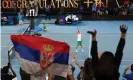  ??  ?? Novak Djokovic is cheered by supporters after winning his semi-final match. Photograph: Cameron Spencer/Getty Images