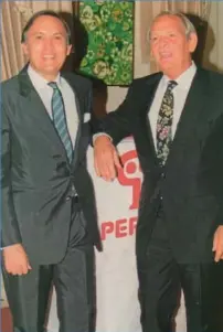  ?? ?? Celebratio­ns: Pep founder Renier van Rooyen and Christo Wiese at a company anniversar­y in 1990