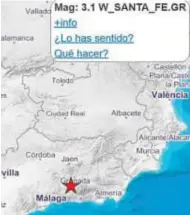  ?? IGN ?? Terremoto de 3,1 ayer en Santa Fe, a las 20:17 horas.