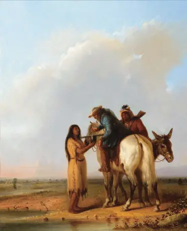  ??  ?? Alfred Jacob Miller (1810-1874), The Thirsty Trapper, 1850, oil on canvas, 24 x 20”Estimate: $1.5/2.5 million