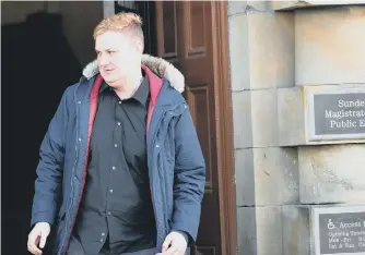  ??  ?? Liam Evis Barnett leaving Sunderland Magistrate­s’ Court.