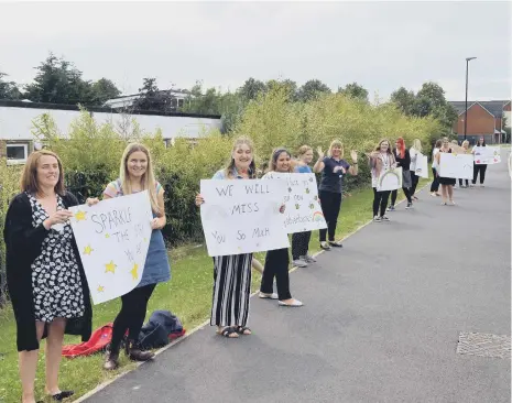  ??  ?? Mill Hill Nursery School Nursery staff line up for the send off.