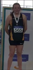  ??  ?? Eva Casey of Macamores with her Under-14 shot putt bronze medal.