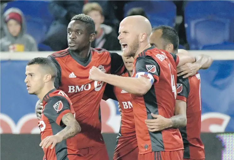  ?? —THE ASSOCIATED PRESS FILES ?? Toronto FC midfielder Michael Bradley, front, says his team has the ability to successful­ly change up their style of play to fit the situation.