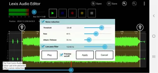  ??  ?? The free Lexis Audio Editor can trim and even offers noise-reduction.