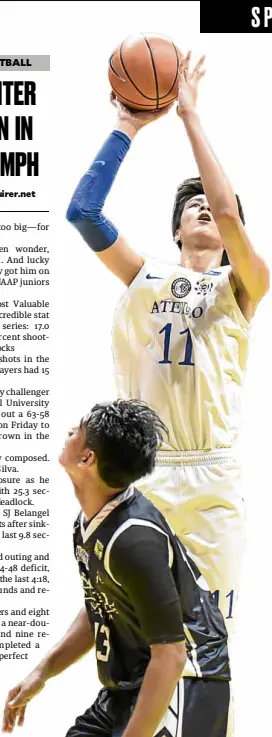  ?? —SHERWIN M. VARDELEON ?? Kai Sotto, who stood tall for Ateneo, bags the Finals MVP trophy.