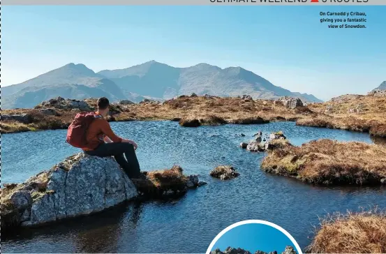  ??  ?? On Carnedd y Cribau, giving you a fantastic view of Snowdon.