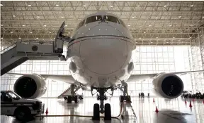  ??  ?? Mexican Air Force Presidenti­al Boeing 787-8 Dreamliner is pictured at a hangar before is put up for sale by Lopez Obrador, at Benito Juarez Internatio­nal Airport in Mexico City. — Reuters photo