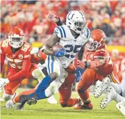  ?? USA TODAY SPORTS ?? The Colts’ Marlon Mack runs against the Chiefs in Kansas City.