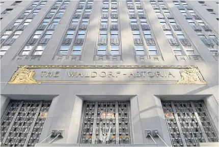  ?? AFP ?? The Waldorf Astoria hotel in 2017, when it closed for renovation­s. The project is trying to finish before the end of next year.