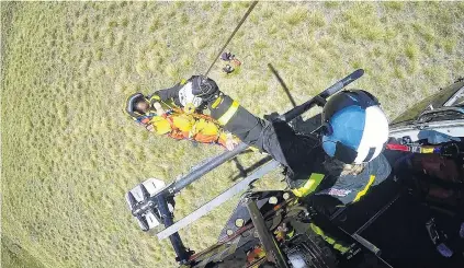  ?? PHOTO: SUPPLIED ?? Rescued . . . A man who had a heavy landing while paraglidin­g at Treble Cone yesterday was flown to the Lakes District Hospital by the Otago Regional Rescue Helicopter with serious injuries.