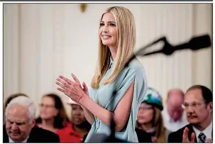  ?? AP file photo ?? Ivanka Trump applauds last week at the White House ceremony during which President Donald Trump signed an executive order establishi­ng the National Council for the American Worker.