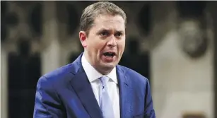  ?? SEAN KILPATRICK / THE CANADIAN PRESS ?? In a tweet Wednesday, Conservati­ve Leader Andrew Scheer welcomed the prospect of a federal election fought on carbon tax models.