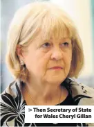  ??  ?? > Then Secretary of State for Wales Cheryl Gillan