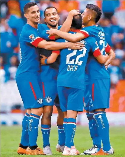  ??  ?? Festejo de Cruz Azul en la Liga Mx