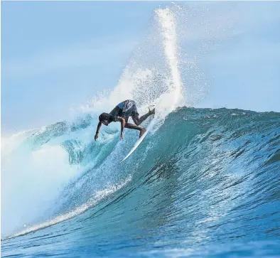  ?? Picture: WSL/CESTARI ?? CREST FLIP: Kommetjie’s Mikey February in action at the recent Uluwatu CT in Bali, Indonesia