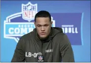  ?? DARRON CUMMINGS — THE ASSOCIATED PRESS ?? Army linebacker Andre Carter II speaks during a news conference March 1.