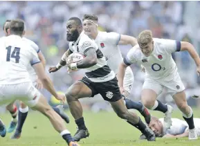  ??  ?? Flying Fijian star Semi Radradra has also played alongside rugby legends for the Barbarians.