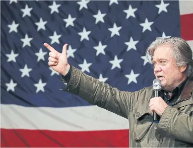  ?? JOE RAEDLE GETTY IMAGES FILE PHOTO ?? Steve Bannon, former adviser to U.S. President Donald Trump, introduced the term “deep state” to the president, David Frum writes. Trump then diffused it through the conservati­ve media.