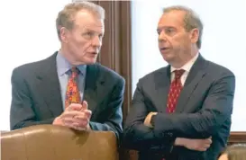  ??  ?? In a statement, House Speaker Michael Madigan ( left) and Senate President John Cullerton said the leaders ‘‘ appear’’ to agree ‘‘ in concept.’’
| RICH SAAL/ THE STATE JOURNAL- REGISTER VIA AP