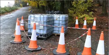  ??  ?? Diesel sludge in Internatio­nal Bulk Containers (IBCs) left in Ravensdale.