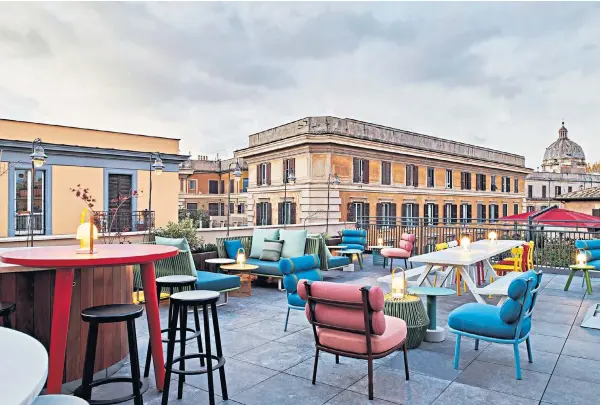  ?? ?? ‘Affordable luxury:’ the rooftop terrace at citizenM Rome Isola Tiberina