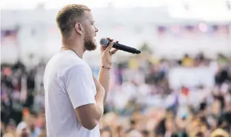 ?? HBO ?? Dan Reynolds addresses the crowd at the 2017 LoveLoud Festival in Orem, Utah.