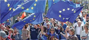  ??  ?? European Union flags flutter as people take part in the demonstrat­ion ‘One Europe for all’, a rally against nationalis­m across the European Union, in Vienna, Austria, on Sunday.