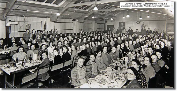  ?? ?? Staff meal at Kenrick & Jeffersons Print Works, in a photograph discovered by West Bromwich History Society