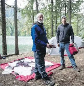  ??  ?? Jack Wagner, addictions counsellor at Union Gospel Mission, and Jason van Dyk, coordinato­r of the UGM’s Expedition­s program, say they’ve seen participan­ts benefit from being out in nature and learning to work together.