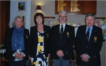  ??  ?? Coollattin Golf Club captains Hugh Kane and Mary Kavanagh with club President’s Tony and Liz.