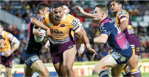  ?? Photo: MICHAEL CHAMBERS ?? BREAKING FREE: Patrick Mago featured in 12 games for the Brisbane Broncos in 2018, and the NRL-contracted player will be a key player for the Souths Logan Magpies as they take on the Redcliffe Dolphins in Pittsworth.