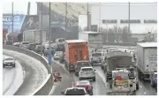  ?? Columbus Dispatch | USA TODAY NETWORK BARBARA J. PERENIC/COLUMBUS DISPATCH ?? Southbound traffic on Interstate 71 slows to a crawl near Historic Crew Stadium between 17th Avenue and Hudson in Columbus after an accident involving multiple vehicles in February.