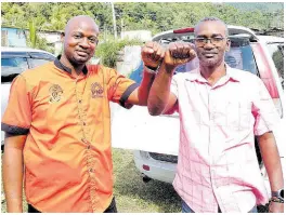  ?? PHOTO BY ROCHELLE CLAYTON ?? Newly elected People’s National Party councillor­s in the Southern St James constituen­cy Anthony Swaby (left) and Kenroy Gordon.