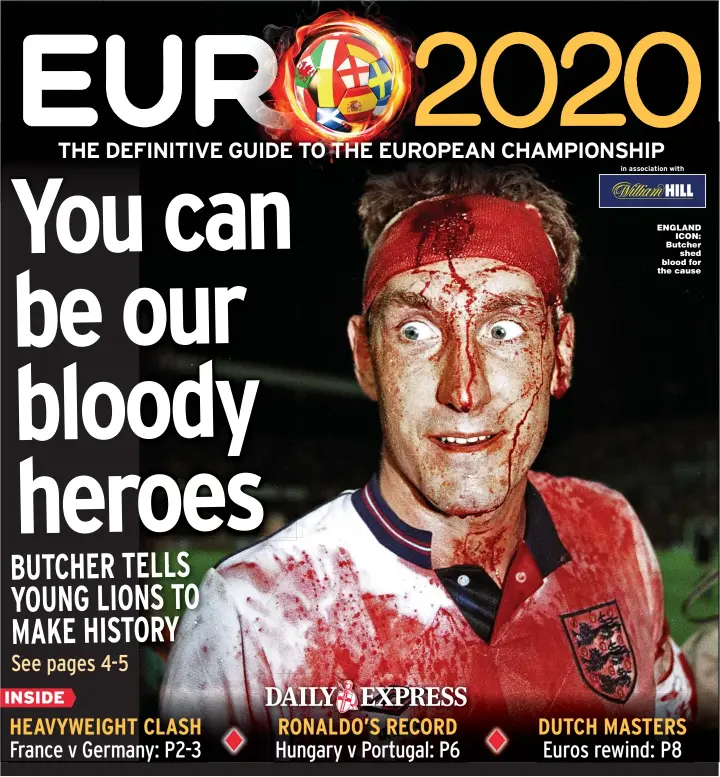  ??  ?? ENGLAND ICON: Butcher shed blood for the cause