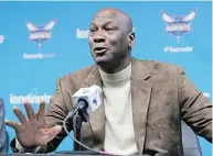  ?? CHUCK BURTON / THE ASSOCIATED PRESS ?? Charlotte owner Michael Jordan praised James Harden’s tear of 30 straight 30-point games and Russell Westbrook’s 10 consecutiv­e triple-doubles, but said securing hardware six times is a taller order “by all means.”