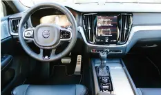  ??  ?? The Volvo S60 features a nine-inch touch screen infotainme­nt system.